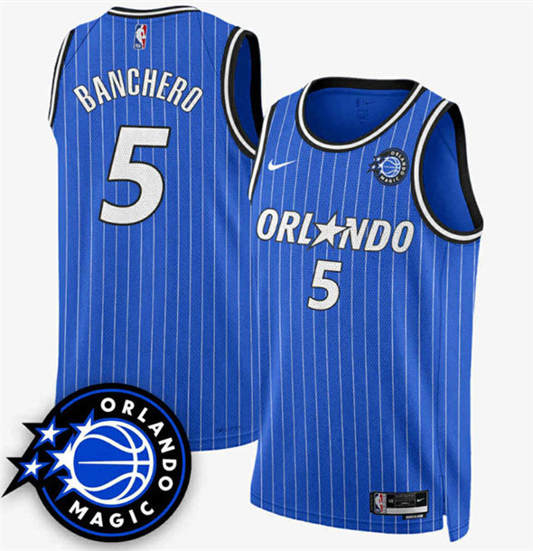 Men's Orlando Magic 5 Paolo Banchero Royal 2025 New Generation of Magic Stitched Basketball Jersey