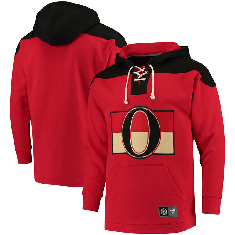 Men's Ottawa Senators Fanatics Branded Red Black Breakaway Lace Up Hoodie