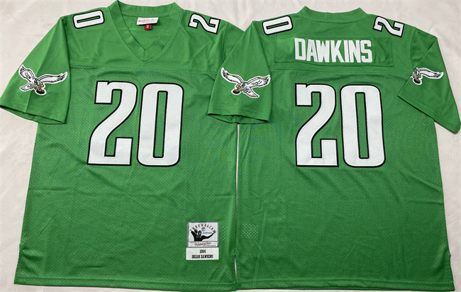 Men's Philadelphia Eagles 20 Brian Dawkins Kelly Green Throwback Stitched Football Jersey