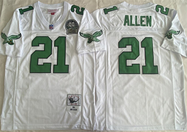 Men's Philadelphia Eagles 21 Eric Allen White Throwback Stitched Football Jersey