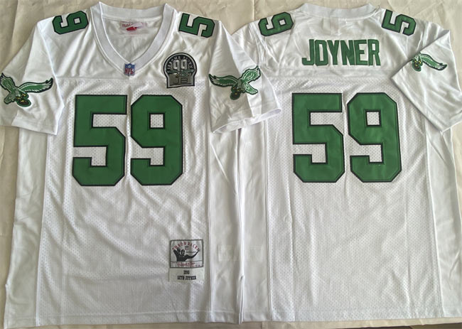 Men's Philadelphia Eagles 59 Seth Joyner White Throwback Stitched Football Jersey