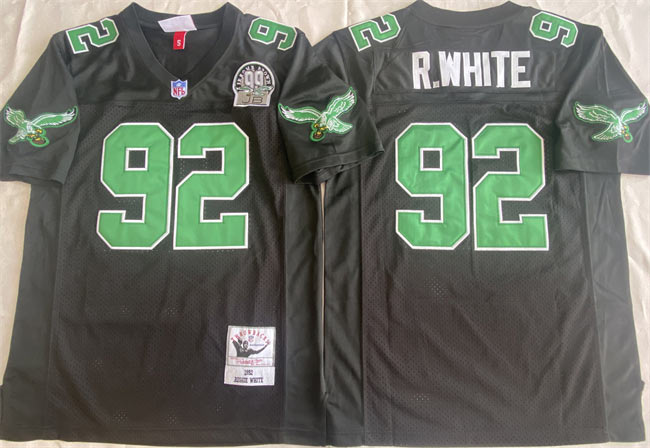 Men's Philadelphia Eagles 92 Reggie White Black Throwback Stitched Football Jersey