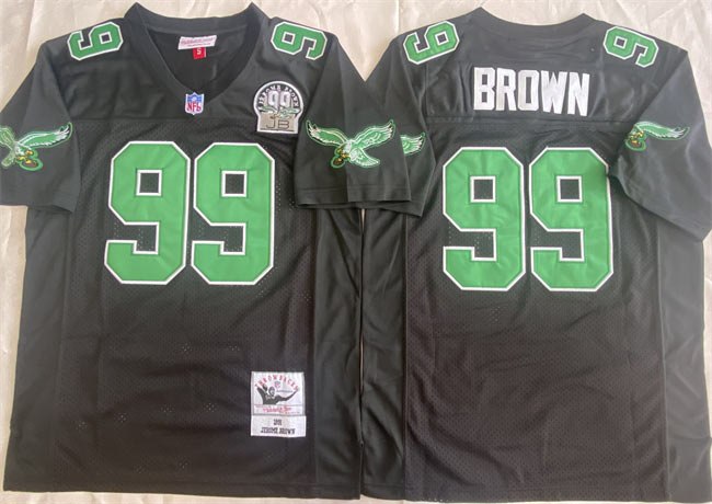 Men's Philadelphia Eagles 99 Jerome Brown Black Throwback Stitched Football Jersey