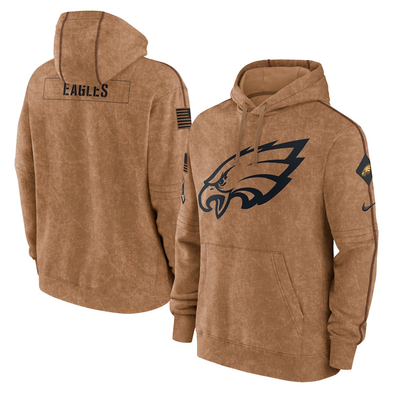 Men's Philadelphia Eagles Nike Brown 2023 Salute To Service Club Pullover Hoodie