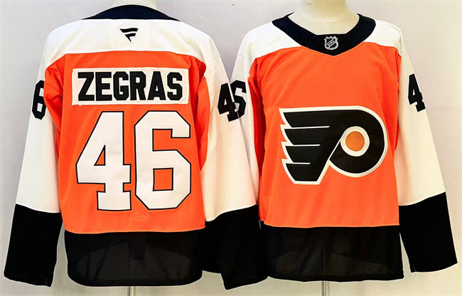Men's Philadelphia Flyers 46 Trevor Zegras Orange 2024 Stitched Jersey