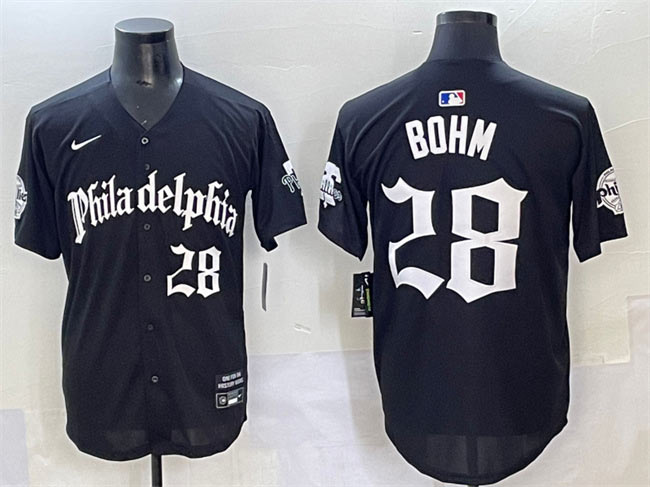 Men's Philadelphia Phillies 28 Alec Bohm Black Gothic Vapor Limited Stitched Jersey