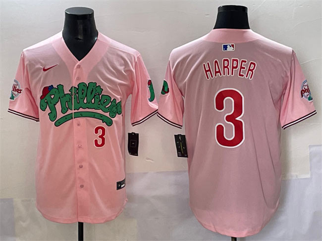 Men's Philadelphia Phillies 3 Bryce Harper Pink Phanatic Limited Stitched Jersey