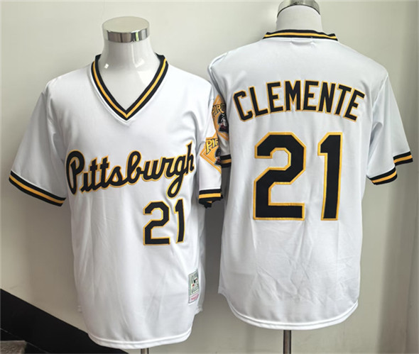 Men's Pittsburgh Pirates 21 Roberto Clemente White Stitched Baseball Jersey