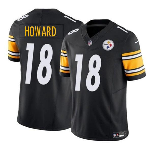 Men's Pittsburgh Steelers 18 Will Howard Black 2025 Draft F.U.S.E. Vapor Limited Football Stitched Jersey