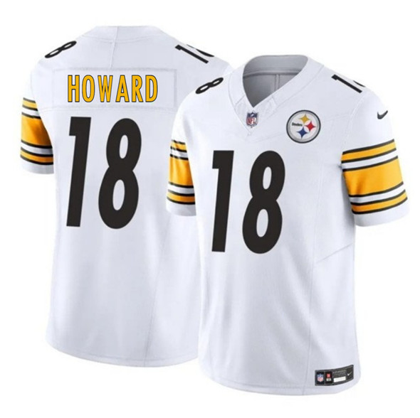 Men's Pittsburgh Steelers 18 Will Howard White 2025 Draft F.U.S.E. Vapor Limited Football Stitched Jersey