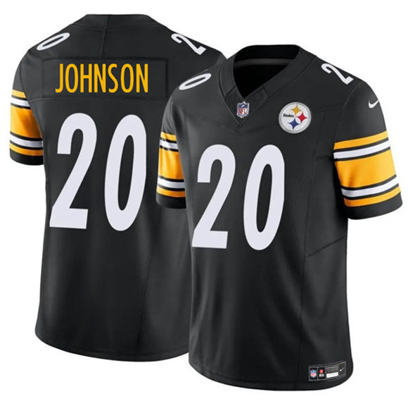 Men's Pittsburgh Steelers 20 Kaleb Johnson Black 2025 Draft F.U.S.E. Vapor Limited Football Stitched Jersey