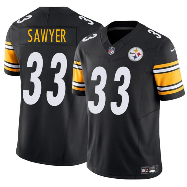 Men's Pittsburgh Steelers 33 Jack Sawyer Black 2025 Draft F.U.S.E. Vapor Limited Football Stitched Jersey