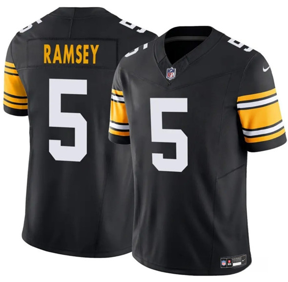 Men's Pittsburgh Steelers 5 Jalen Ramsey Black 2025 F.U.S.E. Alternate Vapor Limited Football Stitched Jersey