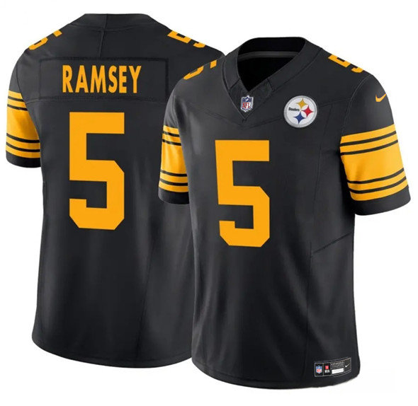 Men's Pittsburgh Steelers 5 Jalen Ramsey Black 2025 F.U.S.E. Color Rush Vapor Limited Football Stitched Jersey