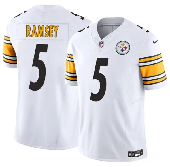 Men's Pittsburgh Steelers 5 Jalen Ramsey White 2025 F.U.S.E. Vapor Limited Football Stitched Jersey