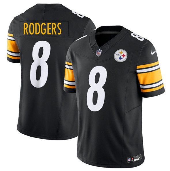 Men's Pittsburgh Steelers 8 Aaron Rodgers Black 2025 F.U.S.E. Vapor Limited Football Stitched Jersey