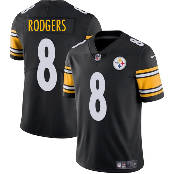 Men's Pittsburgh Steelers 8 Aaron Rodgers Black 2025 Vapor Limited Football Stitched Jersey