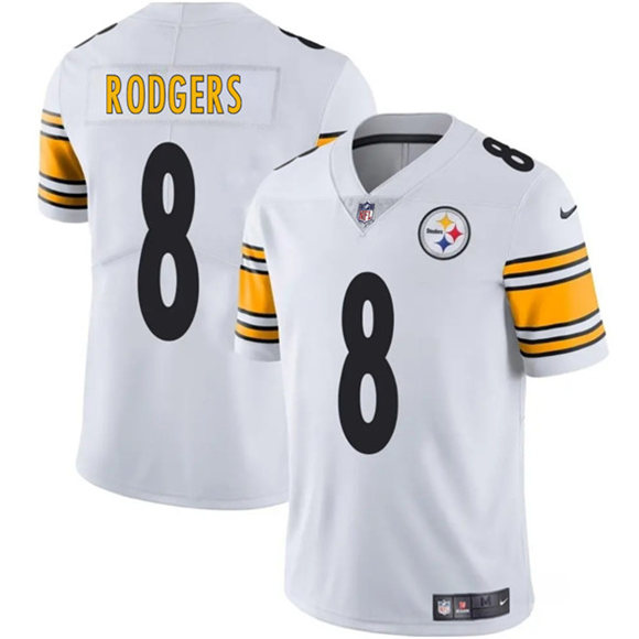 Men's Pittsburgh Steelers 8 Aaron Rodgers White 2025 Vapor Limited Football Stitched Jersey