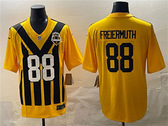 Men's Pittsburgh Steelers 88 Pat Freiermuth Gold 1933 Throwback Alternate Football Stitched Game Jersey