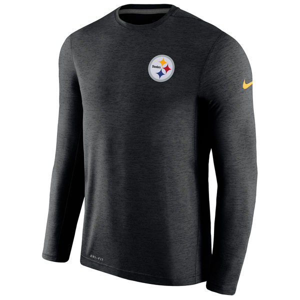 Men's Pittsburgh Steelers  Black Coaches Long Sleeve Performance T Shirt