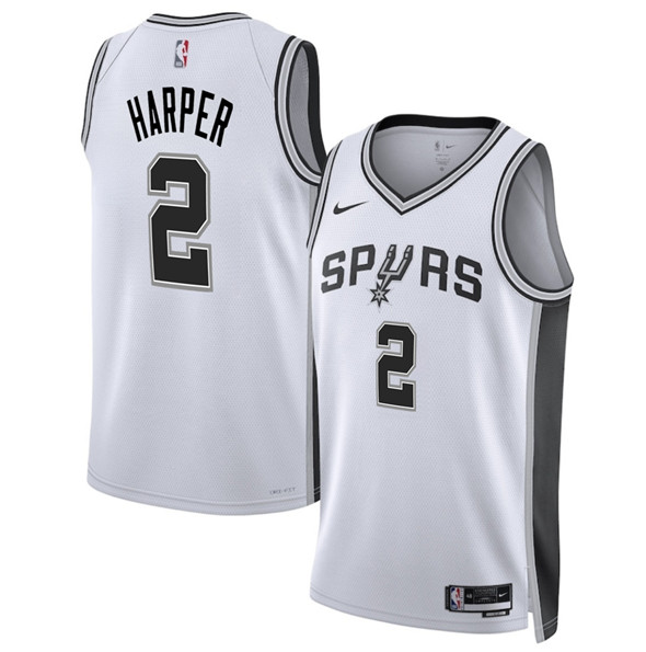 Men's San Antonio Spurs 2 Dylan Harper White 2025 Draft Association Edition Stitched Basketball Jersey