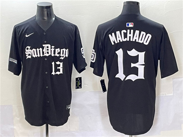 Men's San Diego Padres 13 Manny Machado Black Gothic Edition Vapor Limited Stitched Baseball Jersey