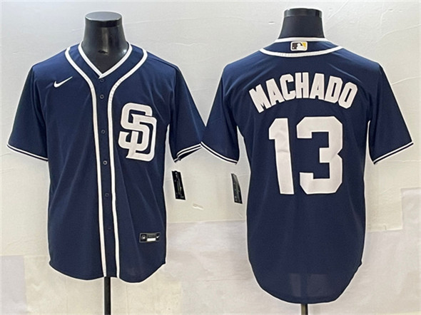 Men's San Diego Padres 13 Manny Machado Navy Cool Base Stitched Baseball Jersey