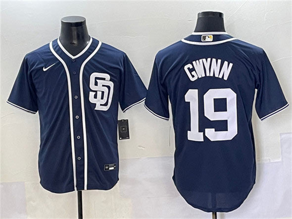 Men's San Diego Padres 19 Tony Gwynn Navy Cool Base Stitched Baseball Jersey
