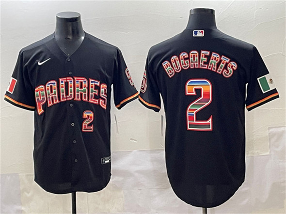 Men's San Diego Padres 2 Xander Bogaerts Black Mexico Cool Base Stitched Baseball Jersey