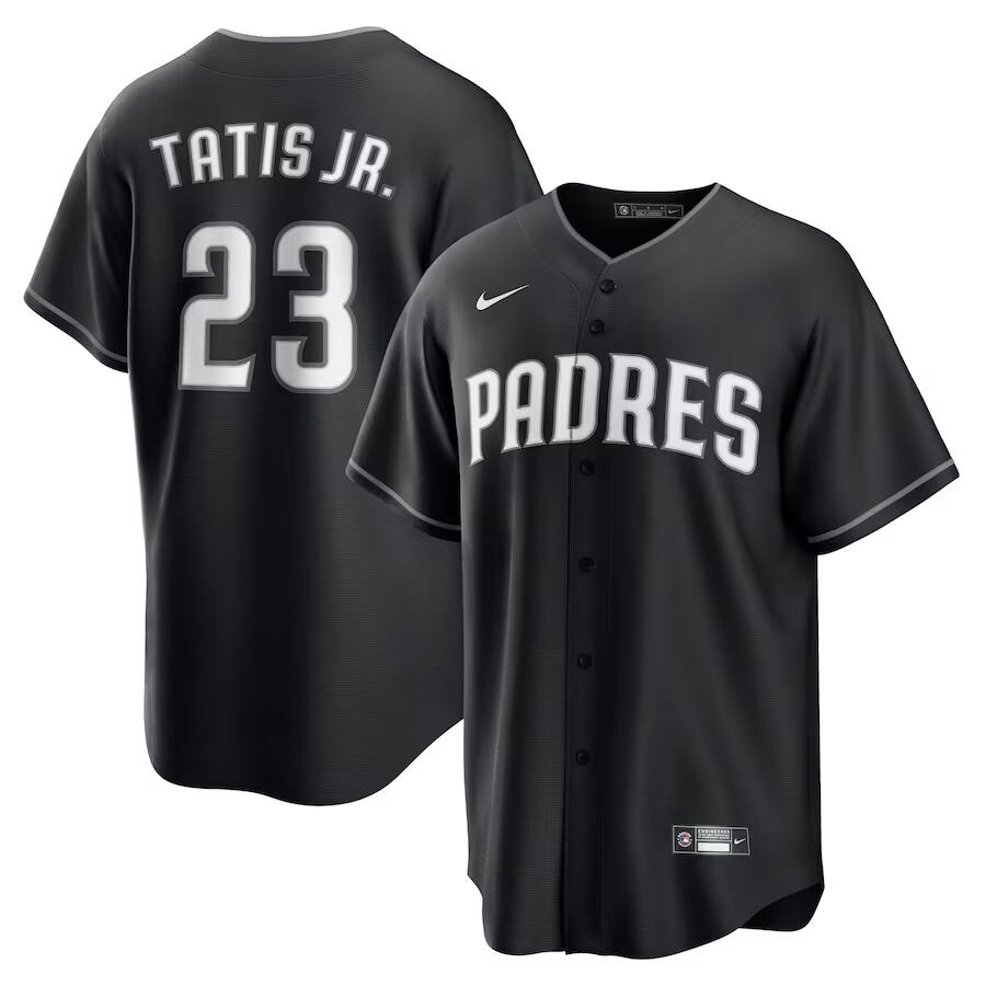 Men's San Diego Padres 23 Fernando Tatis Jr. Black Limited Stitched Baseball Jersey