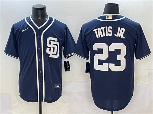 Men's San Diego Padres 23 Fernando Tatis Jr. Navy Cool Base Stitched Baseball Jersey