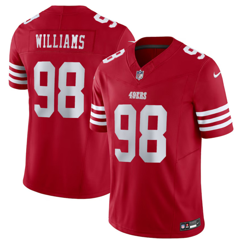 Men's San Francisco 49ers 98 Mykel Williams Red 2025 Draft F.U.S.E. Vapor Untouchable Limited Football Stitched Jersey
