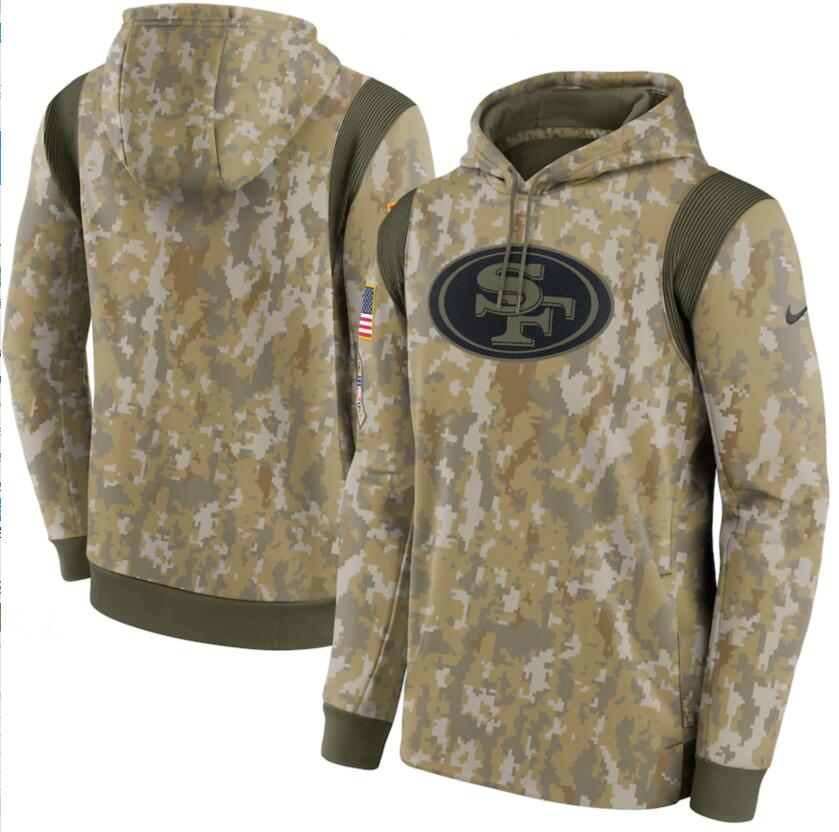 Men's San Francisco 49ers Nike Camo 2021 Salute To Service Therma Performance Pullover Hoodie