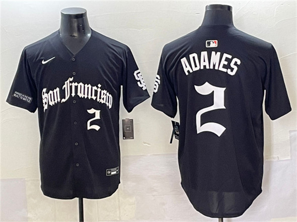 Men's San Francisco Giants 2 Willy Adames Black 'Gothic Fog Edition' Vapor Premier Limited Stitched Baseball Jersey