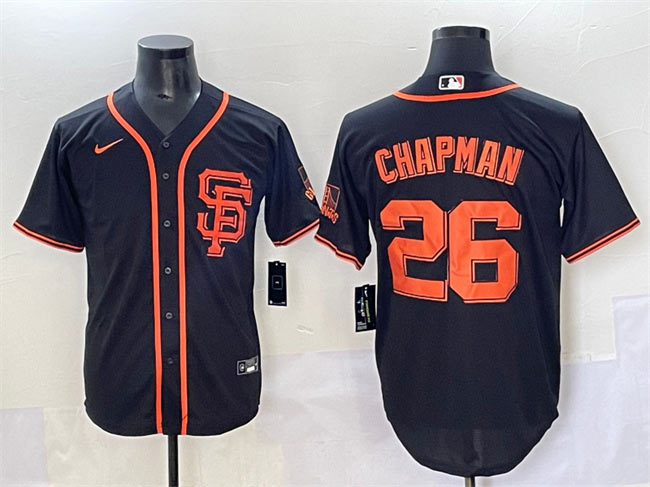 Men's San Francisco Giants 26 Matt Chapman Black Cool Base Stitched Baseball Jersey