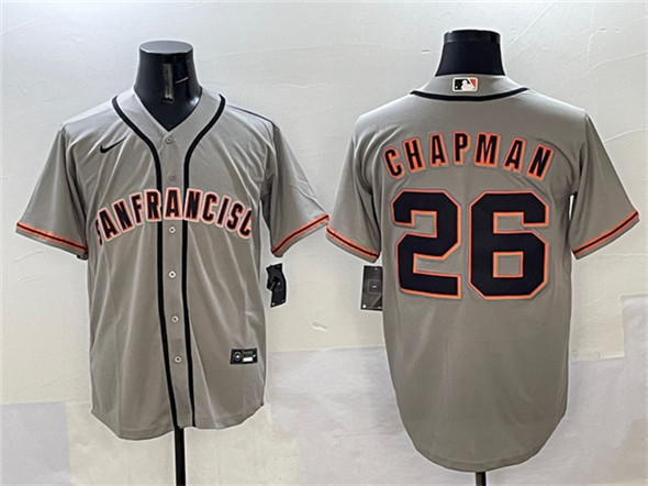 Men's San Francisco Giants 26 Matt Chapman Gray Cool Base Stitched Baseball Jersey