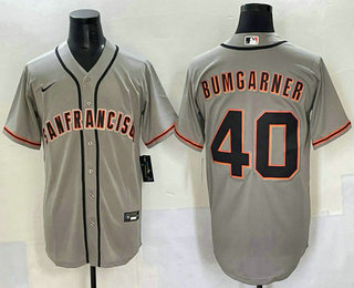 Men's San Francisco Giants 40 Madison Bumgarner Grey Cool Base Stitched Jersey