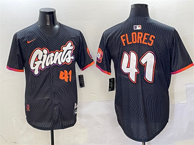 Men's San Francisco Giants 41 Wilmer Flores Anthracite 2025 City Connect Limited Stitched Baseball Jersey
