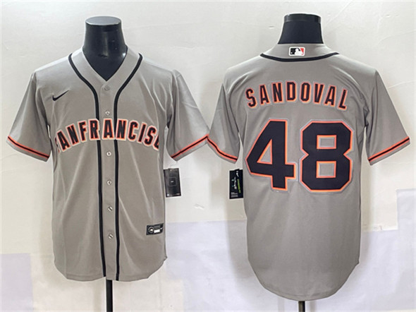 Men's San Francisco Giants 48 Pablo Sandoval Gray Cool Base Stitched Baseball Jersey