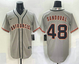 Men's San Francisco Giants 48 Pablo Sandoval Grey Cool Base Stitched Jersey