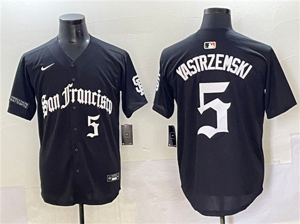 Men's San Francisco Giants 5 Mike Yastrzemski Black 'Gothic Fog Edition' Vapor Premier Limited Stitched Baseball Jersey