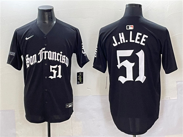 Men's San Francisco Giants 51 Jung Hoo Lee Black 'Gothic Fog Edition' Vapor Premier Limited Stitched Baseball Jersey