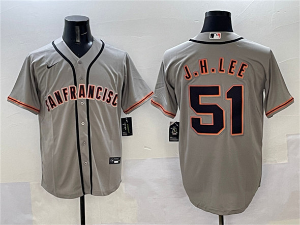 Men's San Francisco Giants 51 Jung Hoo Lee Gray Cool Base Stitched Baseball Jersey