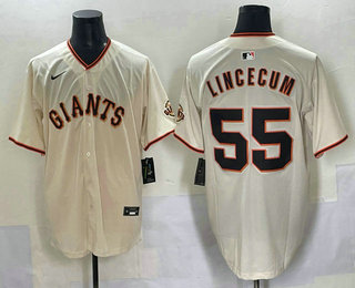 Men's San Francisco Giants 55 Tim Lincecum Cream Limited Stitched Jersey