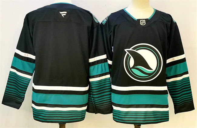 Men's San Jose Sharks Blank Black 2024 25 Alternate Stitched Hockey Jersey