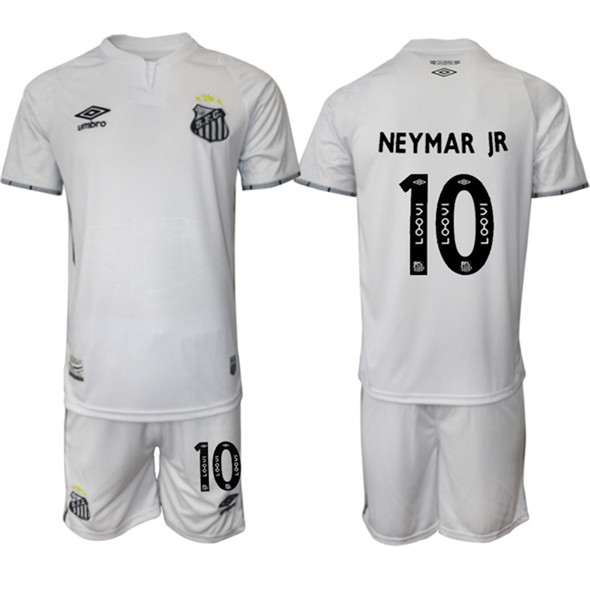Men's Santos F.C. 10 Neymar Jr 25 26 White Home Soccer Jersey Suit