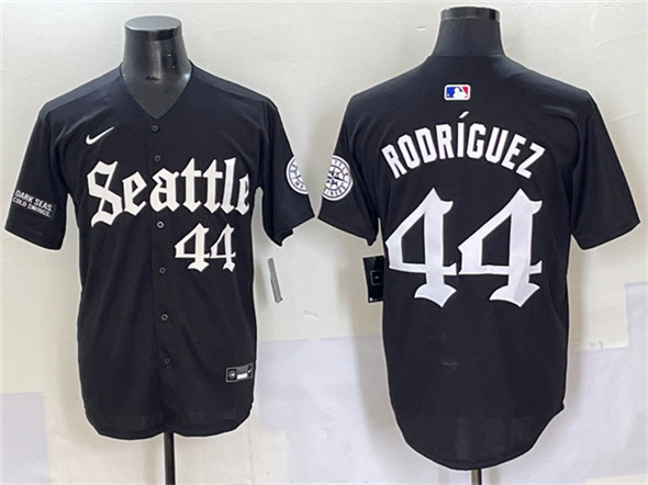 Men's Seattle Mariners 44 Julio Rodríguez Black 'Deep Sea Gothic Edition' Vapor Premier Limited Stitched Baseball Jersey