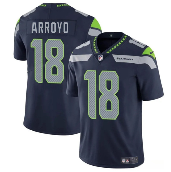 Men's Seattle Seahawks 18 Elijah Arroyo Navy 2025 Draft Vapor Limited Football Stitched Jersey