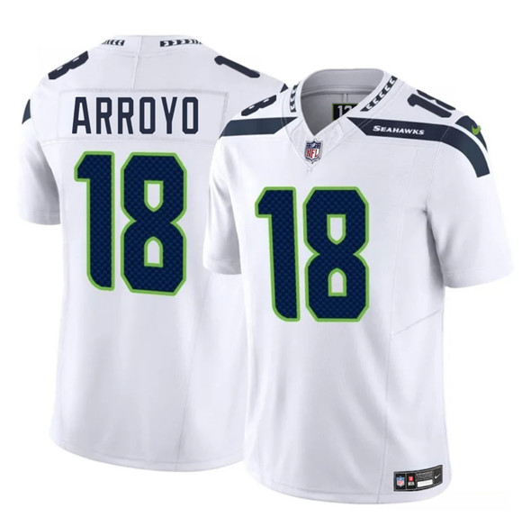 Men's Seattle Seahawks 18 Elijah Arroyo White 2025 Draft F.U.S.E. Vapor Limited Football Stitched Jersey