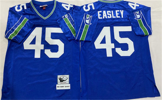 Men's Seattle Seahawks 45 Kenny Easley Royal Throwback Football Stitched Jersey